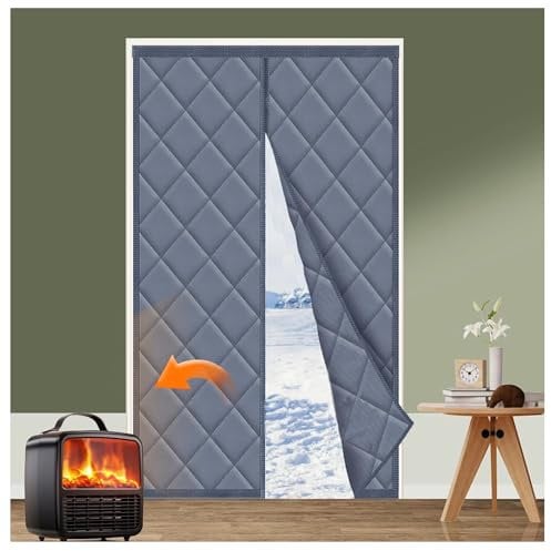 Homebay® Magnetic Thermal Insulated Door Curtain for Winter Thickened Oxford Fabric 90 x 210cm Doorway Curtain Insulated Screen Door Cover for Doors Waterproof (Grey, 90 x 210cm)