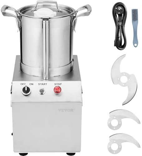 VEVOR Küchenmaschine Gemüsezerkleinerer, 4 L Küchenmaschine aus lebensmittelechtem Edelstahl mit 2 zusätzlichen S-Kurvenklingen, multifunktional zum Zerkleinern von Gemüse Obst Getreide Nüssen