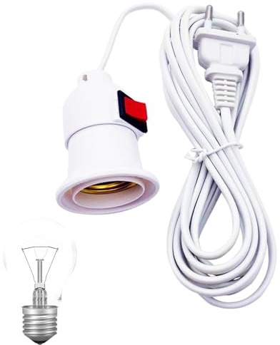 yztju Portalampada con cavo, presa di corrente con cavo,Adattatore per presa lampadina da 8,2 piedi | Portalampada a sospensione con bocca a vite E27