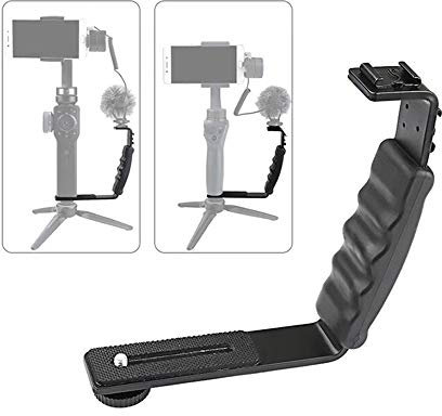 Supporto per staffa di espansione cardanica a forma di L portatile con 2 supporti hot shoe Sostituzione accessorio per DJI OSMO Mobile Zhiyun Smooth 4 Stabilizzatore cardanico per microfono Luce video