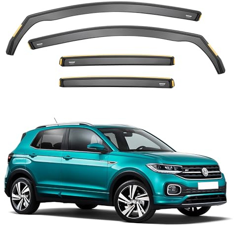 ISPEED Wind Deflectors for VW T-Cross 2018-2026 5-Door SUV 4pc Set | Keep Your Car Ventilated In Rain & Wind, Reduce Wind Turbulence, Easy Installation, Tinted, In-Channel Guards