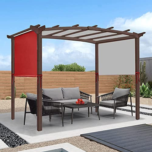 Auvent de pergola imperméable pour structure incurvée - Remplacement universel avec 4 sangles de fixation - Rouge - 5,4 x 2,5 m