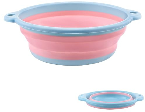 KANGSIT Collapsible Washing Up Bowl, Blue, M | Portable, Silicone Plastic Basket, Multipurpose Outdoor Travel Basin Camping Sink, Space Saving Folding Washtub