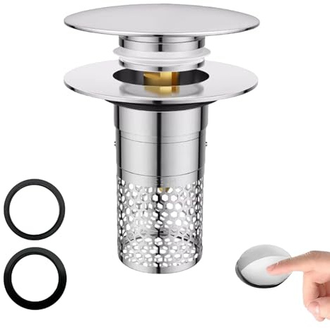Yohuork Pop Up Abflusssieb Waschbecken, 34-40mm Universal abflussstopfen mit sieb, Edelstahl Bodenabflusssieb Universal-Küchenspüle-Dusch-Schnellablass für Küche, Bad, Waschbecken
