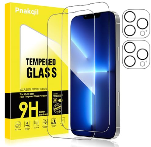 Pnakqil Schutzfolie für iPhone 13 Pro Max Panzer Schutz Glas mit Kameraschutz,Schutzglas Panzerfolie,9H Härte HD Klar Blasenfrei Folie für iPhone 13 Pro Max Screen Protector Displayschutz, 2+2 Stück