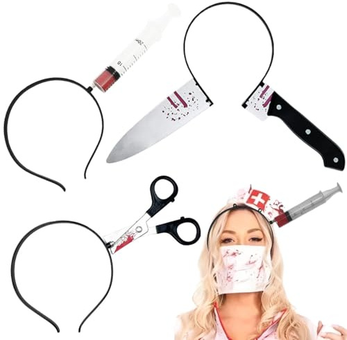 KUMSODE 3 piezas Diadema de Halloween con sangre, diadema de Halloween, accesorios para el cabello de Halloween, accesorio de disfraz de Halloween para mujeres y hombres en la fiesta de Halloween