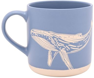 Widdop and Co Naturecraft - Taza de cerámica azul con diseño de ballena | Taza de té y café con temática natural de 390 ml, regalo para amantes del océano, decoración rústica de cocina Cottagecore