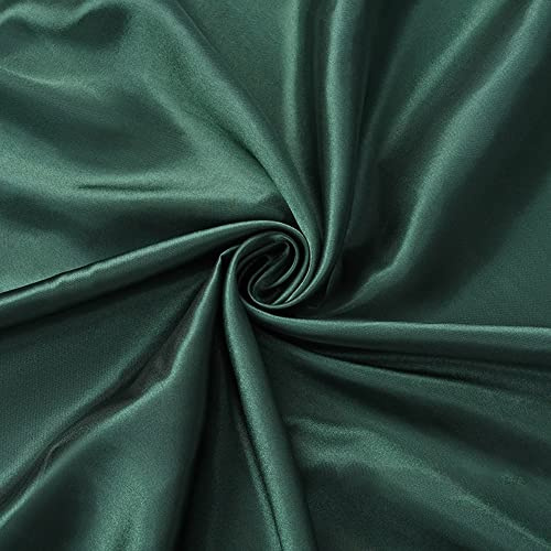 Vayliro 3m x 150cm Satinstoff Futterstoff Satin Stoff Meterware Dekostoff Modestoff Bekleidungsstoffe Bastelstoffe Nähstoffe Kleiderstoff Für DIY Basteln Hochzeitskleider Tischdecken,Dunkelgrün