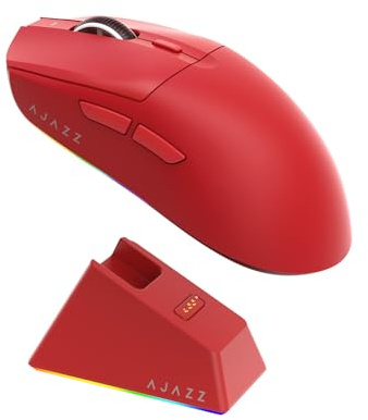 AJAZZ AJ139 V2 MC Wireless Gaming Mouse, PAW3311 Sensor, 24K DPI, 2.4G/USB-C/BT, 500mAh Battery, Ultra-Light 66g, RGB Magnetic Charging Base, 80 Million Clicks Life, Compatible with PC and Mac