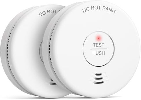 GHAZOR Smoke Alarms for Home 2 Pack, 5-Year Battery Smoke Alarms with Test/Silence Button, Smoke Detector Battery Operated, Conforms to EN 14604 Standard