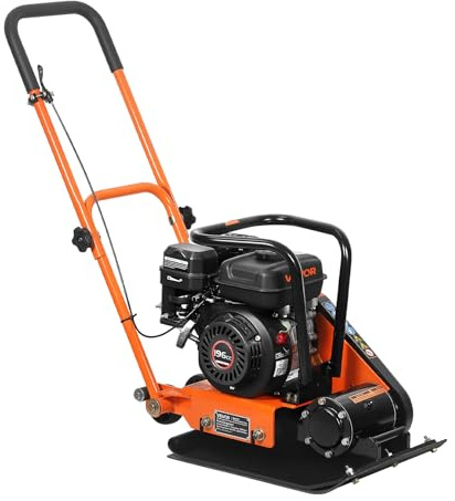 VEVOR Plaque Vibrante Thermique 10,5 kN Compacteur à Plaque Vibrante Essence 6,5 hp pour Pavage, Aménagement Paysager, Asphalte, Fondations, Compactage Sol, 196 cc, 5600 VPM, Zone Compactage 51x37 cm