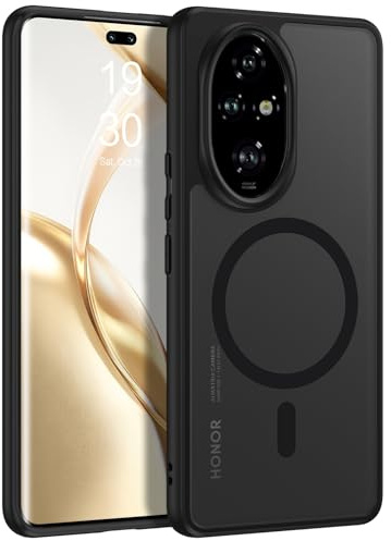 DUEDUE Cover Magnetica per Honor 200 Pro 5G 6.78[Compatibile con MagSafe], Custodia Traslucida Opaca per Honor 200 Pro Case con Pulsante metallico Ultra-Sottile TPU Silicone Anti-Scivolo, Nero