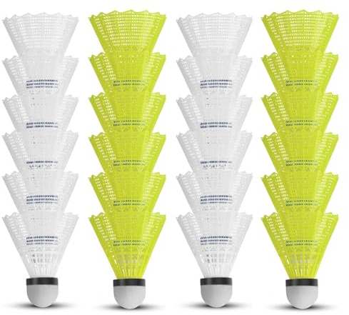 Nocecfi 24 Stück Nylon Federbälle, 2 Farben Badminton Bälle Speed Federball | Badmintonbälle Stabil Langlebige Badminton Bälle für Outdoor und Indoor Training übung Freizeit Einsteiger