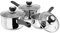 Judge Vista Set of 3 Stainless Steel Pans, 16cm, 18cm & 20cm Saucepans, Shatterproof Vented Glass Lids, Induction Ready, Oven Safe