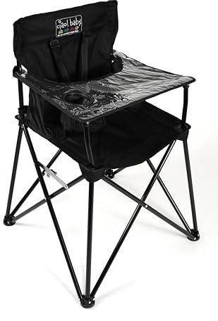 ciao! baby Portable High Chair for Babies and Toddlers, Compact Folding Travel High Chair with Carry Bag for Outdoor Camping, Picnics, Beach Days, and More (Black)