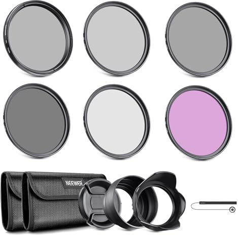 NEEWER Kit di Filtro per Obiettivo da 77mm: UV, CPL, FLD, ND2, ND4, ND8, Paraluce e Copriobiettivo Compatibile con Canon Nikon Sony Panasonic Fotocamere DSLR con Obiettivo da 77mm