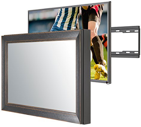 Handmade Framed Mirror TV with 43 inch 4K TV to Blend This Hidden Mirrored Television into Your Home or Business Decor (43 Inch, NY Black Orange)