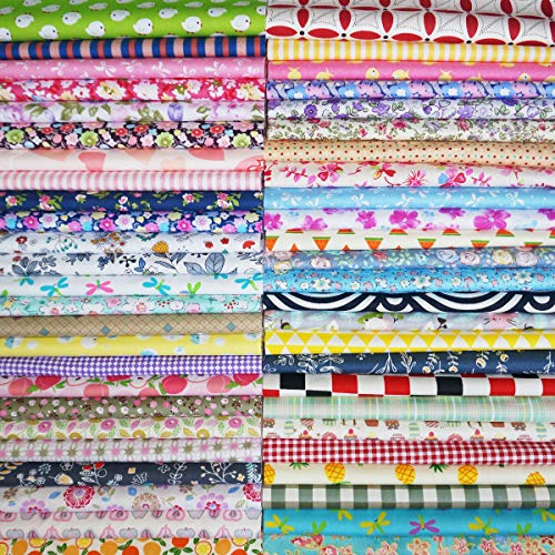 50Pcs Baumwollstoff 25x25cm Patchwork Stoffe DIY Gewebe Quadrate Baumwolltuch Stoffpaket zum Nähen mit vielfältigem Muster