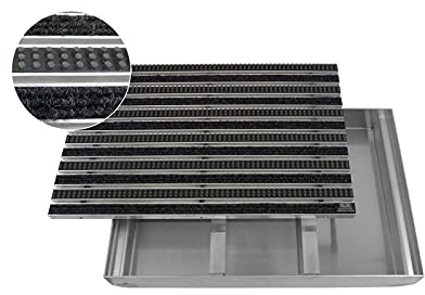 EMCO Eingangsmatte Diplomat Rips Cassettenbürste mit ALU Bodenwanne Schuhabstreifer, Größe:600 x 400 mm