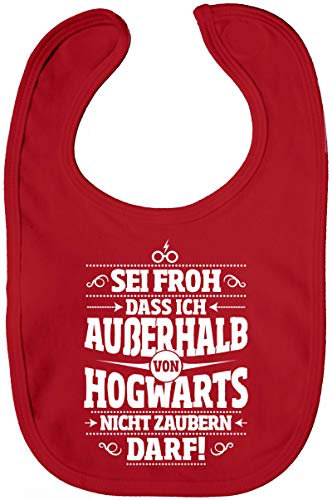 Shirtstreet Fanartikel Fan Kult Film Lätzchen Baumwolle Baby Bib Jungen Mädchen Außerhalb von Hogwarts, Größe: OneSize,Red