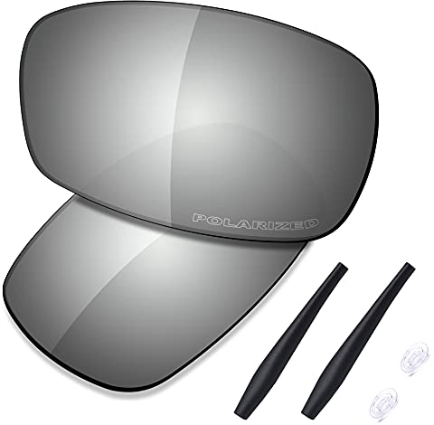 Saucer Lentilles de rechange et kits en caoutchouc pour lunettes de soleil Oakley Crosshair 2.0 OO4044 High Defense – Métal chromé polarisé