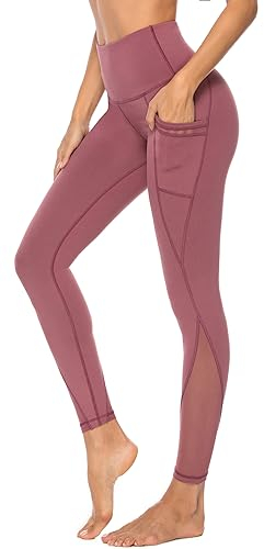 Persit Yoga Leggings Damen, Sporthose Yogahose Sport Leggins Tights für Damen Altrosa, 38 (Herstellergröße M)