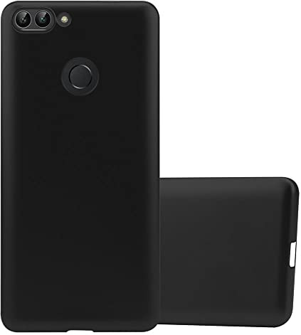 Cadorabo Hülle kompatibel mit Huawei P SMART 2018 Enjoy 7S Schutzhülle TPU Silikon Case Metallic Design Slim Kratzfest Gummi mit Rundumschutz Case Hülle für Huawei P SMART 2018 Enjoy 7S in Schwarz