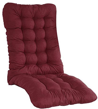 Yuly High Back Chair Cushion Garden Patio Sun Lounger Cushion Padded Recliner Seat Pad with Backrest Non-slip Deckchair Seat Cover 120x50cm Red