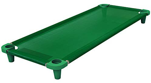 Acrimet Schlafbett für Kinder, tragbares Kleinkindbett, Stapelbar, 52 Zoll lang (Edelstahlrohre) (Grüne atmungsaktives Netzstoff - Grüne Füße) (1 Packung)