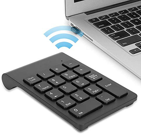 Goshyda Clavier numérique sans Fil, Clavier numérique Ergonomique Mini 2.4G USB avec capacité de Batterie 150mAh pour Ordinateur Portable(Noir)