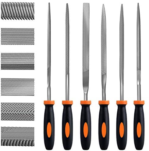 Preciva Ensemble de Limes à Aiguilles, 6 Pcs Mini Limes, Kit de Limes en Acier Carbone y Compris Plat, Pointu, Demi-ronde, Carrée, Ronde, Triangulaire, Convient pour Métal, Plastique(Mini Limes)