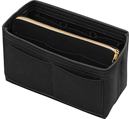 DailyPlus Geldbörse Organizer mit Reißverschluss Filztasche Handtasche Einsatz Tasche in Schlüsselanhänger für Tragetasche passend LV Speedy Neverfull Longchamp Rose XL (klein, schwarz)