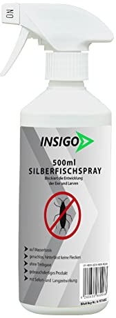 NEU Biozidfreie Silberfisch Abwehr 500ml – Effektives Mittel zum Silberfische bekämpfen im Haus – Silverfish & Papierfische bekämpfen – geruchsarmes Silberfisch Spray von INSIGO