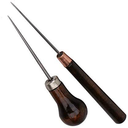 Homemagiceer 2 Piezas de Madera sólida manija Modo Exploración de la lezna de Cuero Craft Tela de Profesionales de Costura de Costura Herramientas de la reparación
