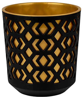 Home Garden Ornaments Large Plant Pots Indoor, Indoor Plant Pot - Decorative Plastic Flower Pots with Basket and Insert, Mix and Match Colours (Diameter: 25cm, Black and Gold)