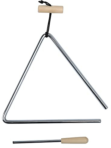 8 Inch Musical Triangle Instrument, Steel Triangle Percussion Bell With Striker
