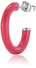Mono-Ohrring für Damen aus der Kollektion Vibes von Sagapò. Mono-Ohrring aus 316L-Stahl und roter Emaille, 30 mm, Referenz ist svb41, Legierter Stahl
