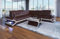 Sofa Sorrento in L Form als Ecksofa mit Bettfunktion zum Schlafsofa Ledersofa mit LED Licht Moderne Couch (ohne Bettfunktion, Dunkelbraun-Weiß)