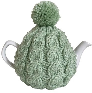 Small Green Cable Knit Tea Cosy - Fits 1-2 Cup Teapot