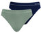 Nur Die 2er Pack Retro Slip Mehrfarbig sportlich Unterhosen aus Baumwolle Unterwäsche Damen, Marine/Khaki, L