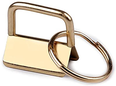 10 Bandklemmen ca. 25mm mit Schlüsselring Schlüsselband Gurtbandklemmen Klemmanhänger DIY, Farbe:gold, Größe:27x24x5.5mm