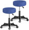 Casaria® Rollhocker Höhenverstellbar 2er Set 10cm Polsterung 46-60cm Höhe 360° Drehbar Ø35cm Rund Rollen Bürohocker Drehhocker Arbeitshocker Stuhl Blau