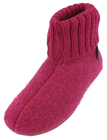 HAFLINGER Everest Karlo Hüttenschuhe mit TPR-Gummisohle und Kragen