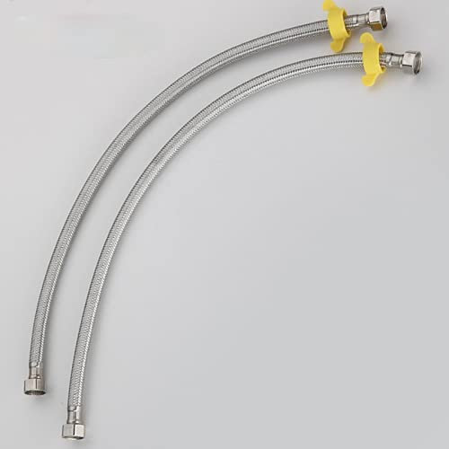 BAtlam 304 Edelstahl-Becken- und Toilettenwasser-Gewebter Sanitärschlauch, Badezimmerheizung, Flexible Verbindungsrohre mit Schraubenschlüssel, 50 cm (Chrome 20 cm)