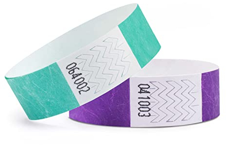linie zwo ®, Pack of 1000 Wristbands 19 x 254 mm, Turquoise (500 Pieces) + Purple (500 Pieces)