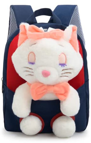 MIDSuN Kleiner Kinderrucksack,Abnehmbarer Plüsch Puppe Kindergartenrucksack,Fuchs Kindergarten Rucksack Kindertasche für 2-5 Jährige Kindergarten Junge und Mädchen (Blau mit Rot)