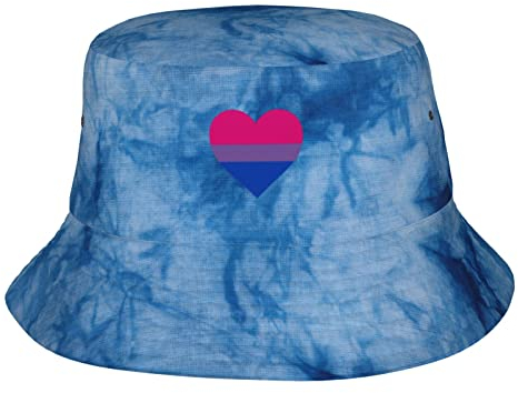 XVBCDFG Regenbogenhut für Damen und Herren, LGBT Fischerhüte, Sommer, Fischermütze, Reise, Strandhut, modisch, verstaubar, Sonnenhut, Bisexuelle Stolzflagge – Herz 12, One size