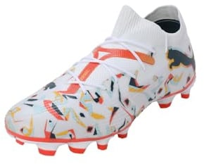 PUMA Herren Future 7 Match Creativity Fg/Ag Fußballschuhe, Puma White Ocean Tropic Turquoise Surf Hot Heat Sun Stream, 40.5 EU