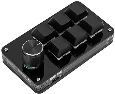 6-Tasten-Tastatur mit Knopf, Mechanische Einhand-Gaming-Tastatur, mit 6 Vollständig Programmierbaren Tasten, Mechanische DIY-Tastatur für Spiele (Schwarz)