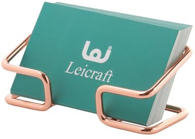 Leicraft Porte-cartes de visite pour bureau, jolis organiseurs de cartes en métal et accessoires de bureau pour homme et femme (or rose)